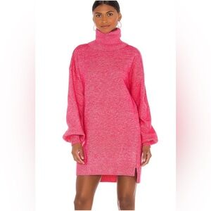 SHOW ME YOUR MUMU Chester Sweater Dress Tunic Hot Pink Knit Size Large
